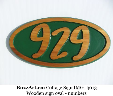 Wooden sign oval - numbers 